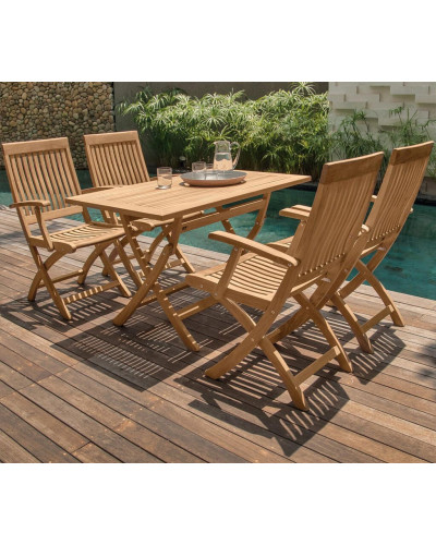 Massivholz Teak Gartentisch 120 mal 70 Zentimeter